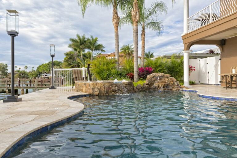 Freeform Pool with Spa, Rock Waterfall & Sitting Area Pensacola FL